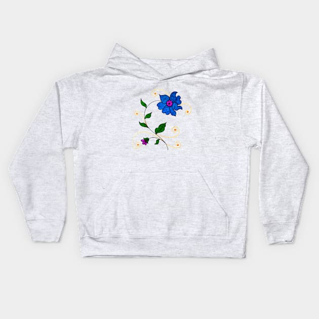 blue floral Kids Hoodie by TaarsDesigns